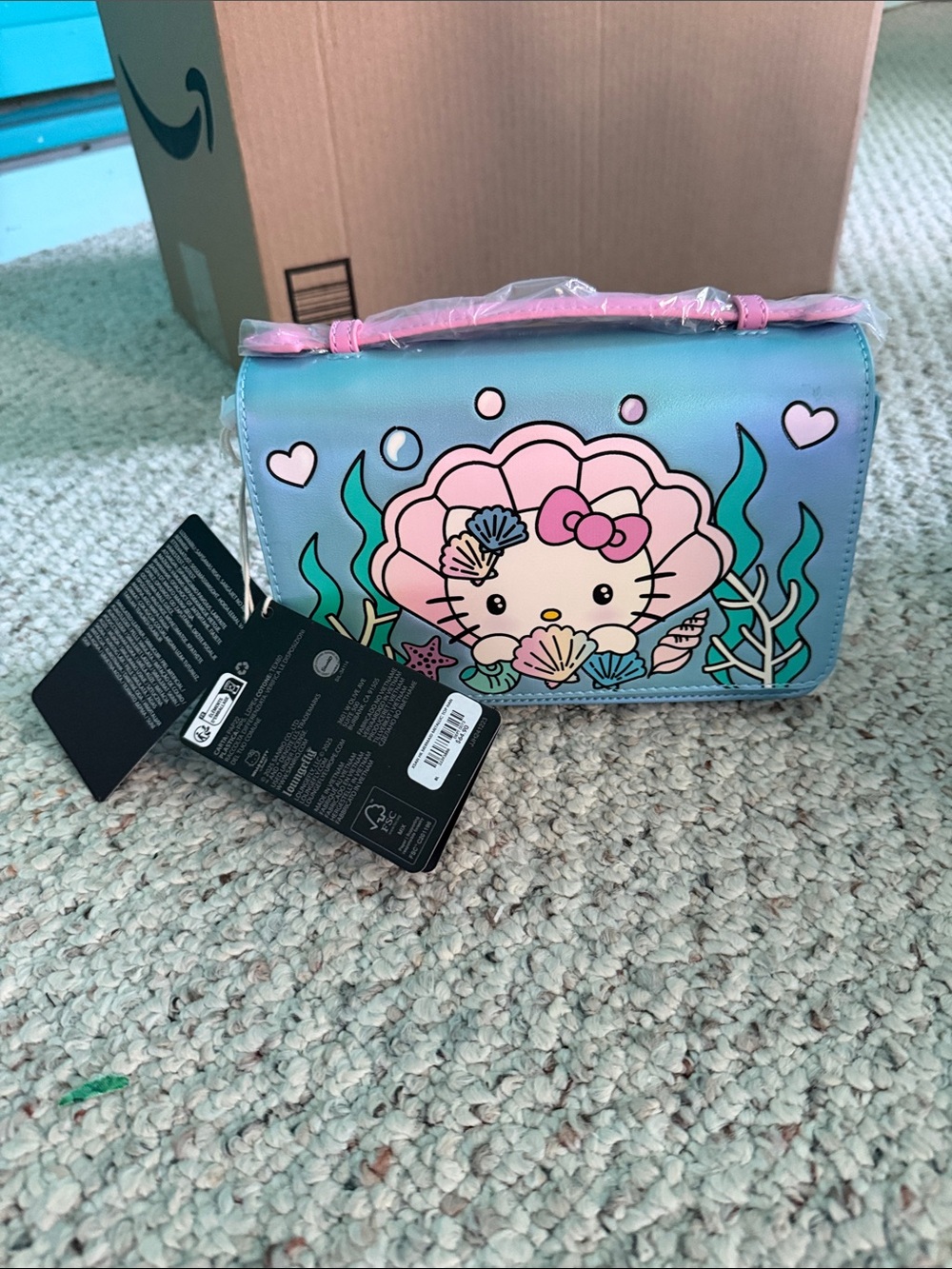 Loungefly Hello Kitty Mermaid Iridescent Shell Crossbody - Blue & Pink